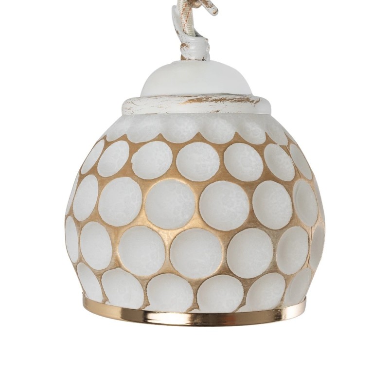 GloboStar® MERMAID 01317 Vintage Επιτοίχιο Φωτιστικό Απλίκα Μονόφωτο 1 x E27 IP20 Λευκό Γυαλί με Λευκό & Χρυσό Μέταλλο - Μ12.5 x Π28 x Υ27cm