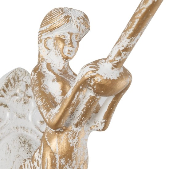 GloboStar® MERMAID 01317 Vintage Επιτοίχιο Φωτιστικό Απλίκα Μονόφωτο 1 x E27 IP20 Λευκό Γυαλί με Λευκό & Χρυσό Μέταλλο - Μ12.5 x Π28 x Υ27cm