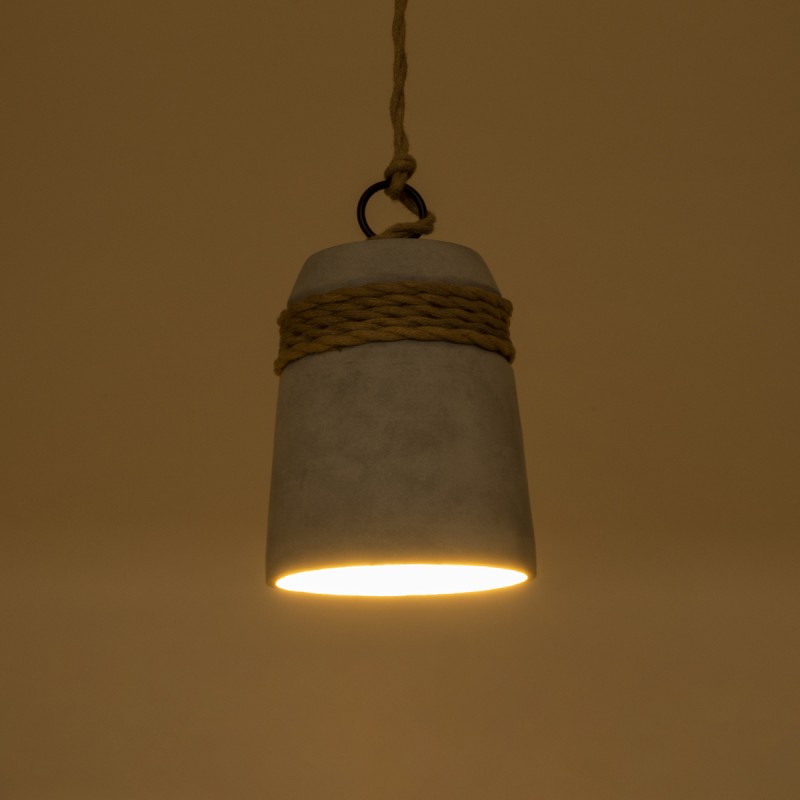 GloboStar® TRIBECA 01319 Μοντέρνο Κρεμαστό Φωτιστικό Καμπάνα Μονόφωτο 1 x E27 IP20 Γκρι Τσιμέντο - Μ20 x Π20 x Υ26cm