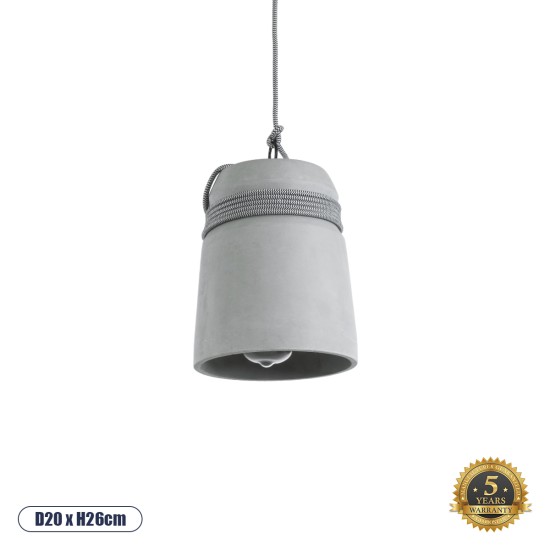 GloboStar® TRIBECA 01321 Μοντέρνο Κρεμαστό Φωτιστικό Καμπάνα Μονόφωτο 1 x E27 IP20 Γκρι Τσιμέντο - Μ20 x Π20 x Υ26cm GloboStar® TRIBECA 01321 Μοντέρνο Κρεμαστό Φωτιστικό Καμπάνα Μονόφωτο 1 x E27 IP20 Γκρι Τσιμέντο - Μ20 x Π20 x Υ26cm