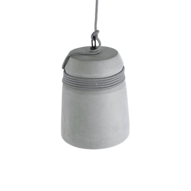 GloboStar® TRIBECA 01321 Μοντέρνο Κρεμαστό Φωτιστικό Καμπάνα Μονόφωτο 1 x E27 IP20 Γκρι Τσιμέντο - Μ20 x Π20 x Υ26cm