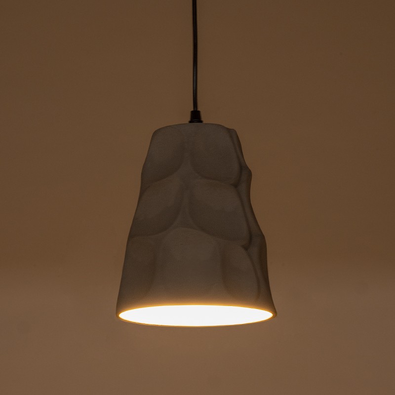 GloboStar® TRIBECA 01327 Μοντέρνο Κρεμαστό Φωτιστικό Καμπάνα Μονόφωτο 1 x E27 IP20 Γκρι Τσιμέντο - Μ18 x Π18 x Υ23cm