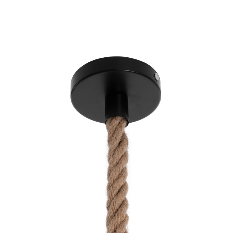 GloboStar® MANDALA 01331 Vintage Κρεμαστό Φωτιστικό Πλέγμα Μονόφωτο 1 x E27 IP20 Μπεζ Σχοινί - Μ40 x Π40 x Υ33cm