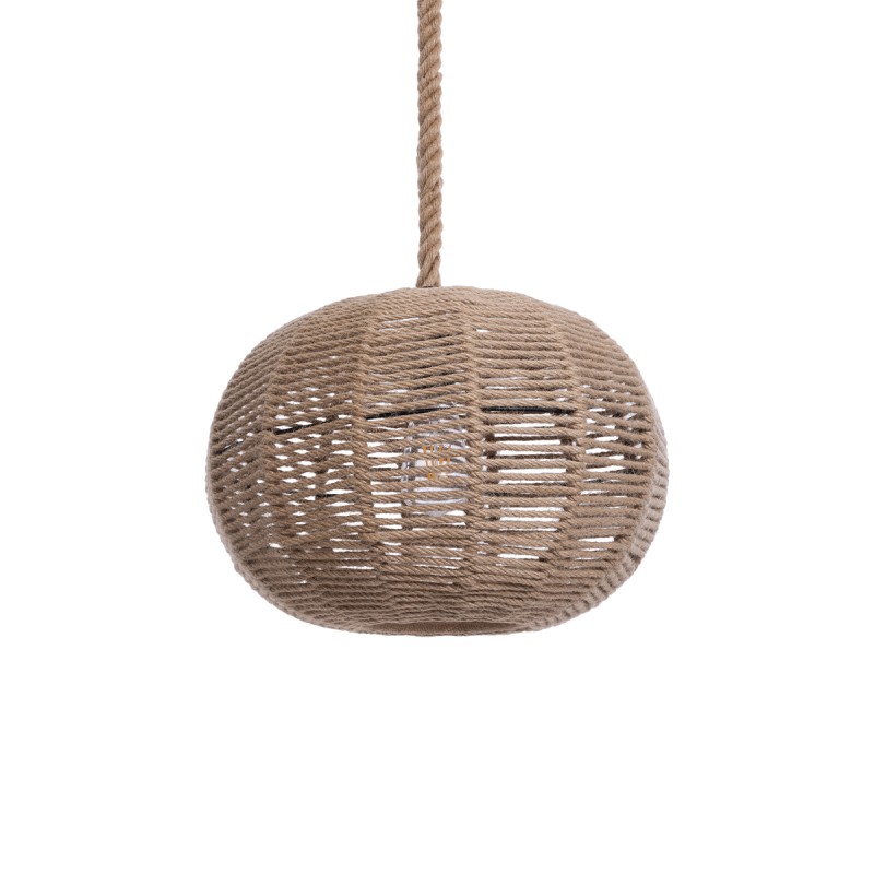 GloboStar® MANDALA 01331 Vintage Κρεμαστό Φωτιστικό Πλέγμα Μονόφωτο 1 x E27 IP20 Μπεζ Σχοινί - Μ40 x Π40 x Υ33cm
