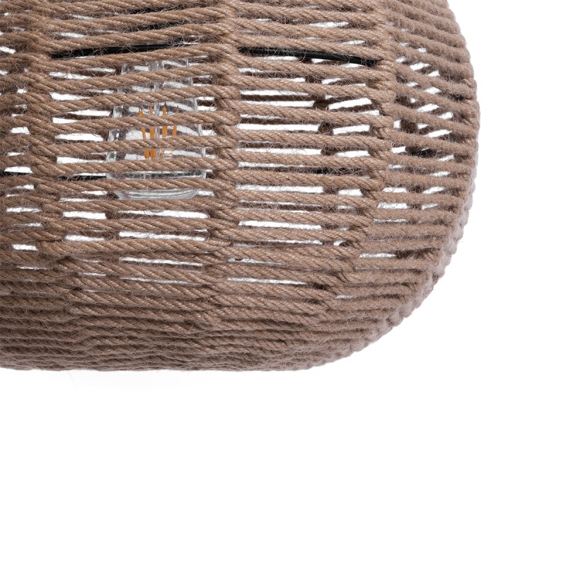 GloboStar® MANDALA 01331 Vintage Κρεμαστό Φωτιστικό Πλέγμα Μονόφωτο 1 x E27 IP20 Μπεζ Σχοινί - Μ40 x Π40 x Υ33cm