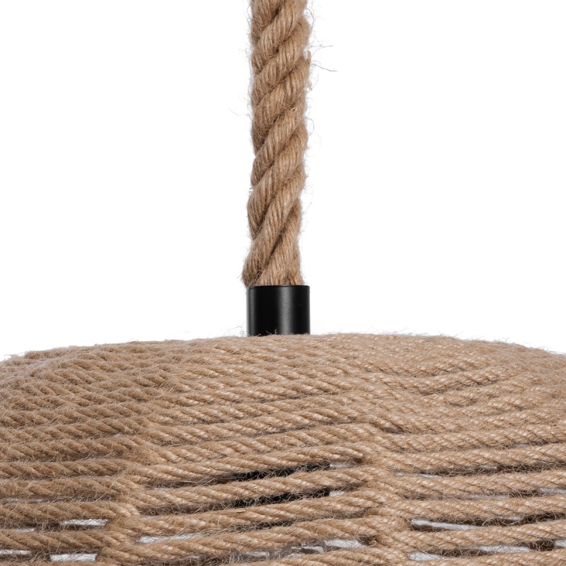GloboStar® MANDALA 01331 Vintage Κρεμαστό Φωτιστικό Πλέγμα Μονόφωτο 1 x E27 IP20 Μπεζ Σχοινί - Μ40 x Π40 x Υ33cm