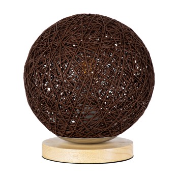 GLOBOSTAR® OCEANA 01337 Boho Επιτραπέζιο Φωτιστικό Πορτατίφ με Ντουί 1 x E27 AC 220-240V IP20 - Καφέ & Μπεζ - M20 x Π20 x Υ22cm