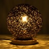 GloboStar® OCEANA 01337 Boho Επιτραπέζιο Φωτιστικό Πορτατίφ Μονόφωτο Καφέ Σκούρο Ξύλινο Ψάθινο Rattan Φ20 x Υ22cm