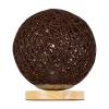 GloboStar® OCEANA 01337 Boho Επιτραπέζιο Φωτιστικό Πορτατίφ Μονόφωτο Καφέ Σκούρο Ξύλινο Ψάθινο Rattan Φ20 x Υ22cm