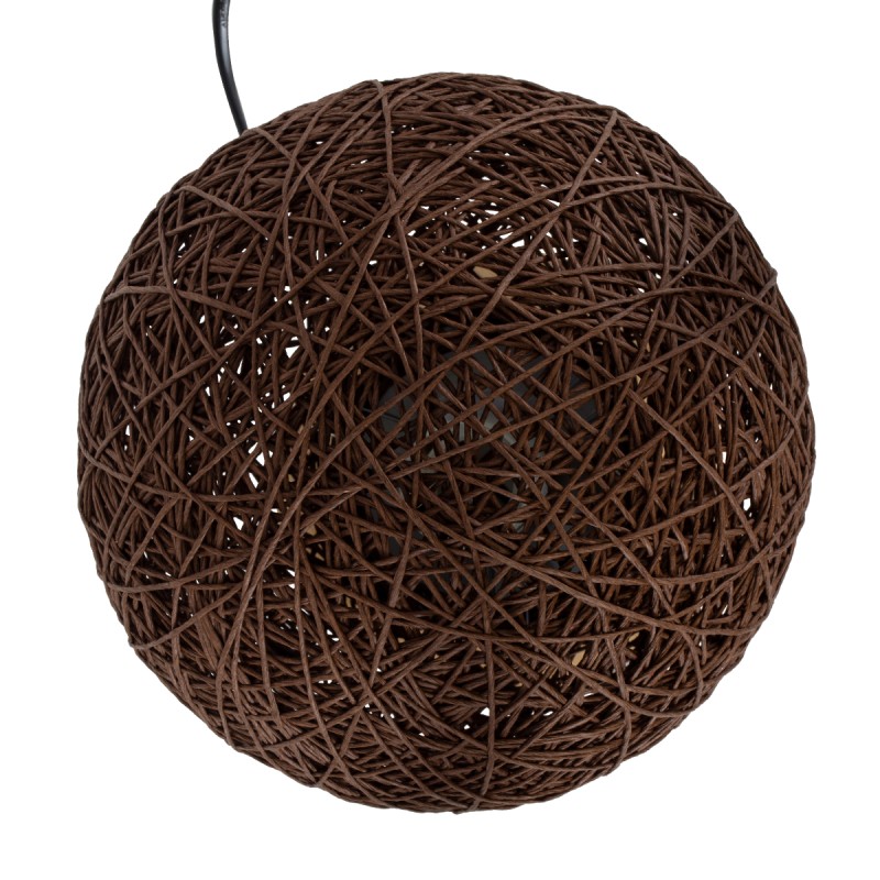 GloboStar® OCEANA 01337 Boho Επιτραπέζιο Φωτιστικό Πορτατίφ Μονόφωτο Καφέ Σκούρο Ξύλινο Ψάθινο Rattan Φ20 x Υ22cm