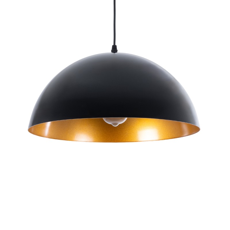 GLOBOSTAR® LUNE 01341 Μοντέρνο Κρεμαστό Φωτιστικό Οροφής με Ντουί 1 x E27 AC 220-240V IP20 - Μαύρο & Χρυσό - Μ40 x Π40 x Υ20cm