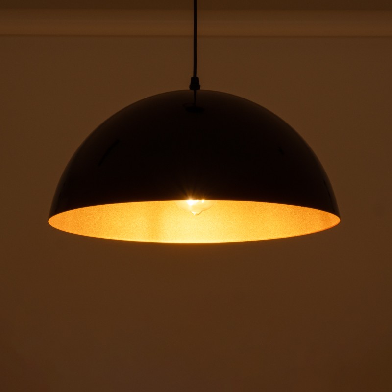 GLOBOSTAR® LUNE 01341 Μοντέρνο Κρεμαστό Φωτιστικό Οροφής με Ντουί 1 x E27 AC 220-240V IP20 - Μαύρο & Χρυσό - Μ40 x Π40 x Υ20cm