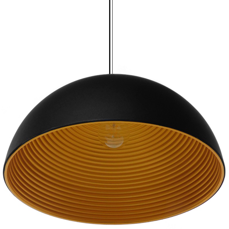 GloboStar® MEDEA 01344 Μοντέρνο Κρεμαστό Φωτιστικό Καμπάνα Μονόφωτο 1 x E27 IP20 Μαύρο & Χρυσό Μέταλλο - Μ60 x Π60 x Υ30cm