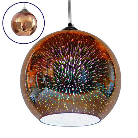 GloboStar® JUPITER 01349 Μοντέρνο Κρεμαστό Φωτιστικό Μπάλα Μονόφωτο 1 x E27 IP20 3D Πολύχρωμο Γυαλί - Μ25 x Π25 x Υ22cm GloboStar® JUPITER 01349 Μοντέρνο Κρεμαστό Φωτιστικό Μπάλα Μονόφωτο 1 x E27 IP20 3D Πολύχρωμο Γυαλί - Μ25 x Π25 x Υ22cm