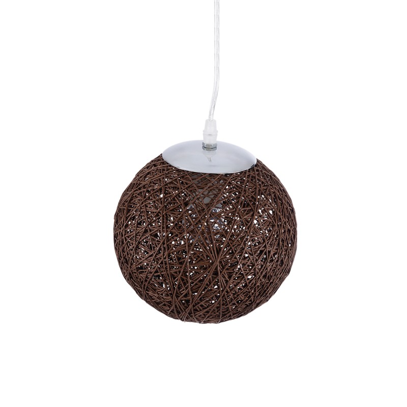 GloboStar® OCEANA 01354 Boho Κρεμαστό Φωτιστικό Μπάλα Μονόφωτο 1 x E27 IP20 Καφέ Σχοίνι - Μ20 x Π20 x Υ20cm