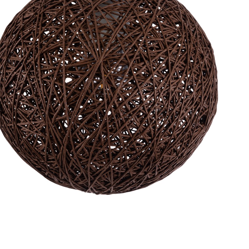 GloboStar® OCEANA 01354 Boho Κρεμαστό Φωτιστικό Μπάλα Μονόφωτο 1 x E27 IP20 Καφέ Σχοίνι - Μ20 x Π20 x Υ20cm