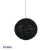 GloboStar® OCEANA 01356 Boho Κρεμαστό Φωτιστικό Μπάλα Μονόφωτο 1 x E27 IP20 Μαύρο Σχοινί - Μ20 x Π20 x Υ20cm