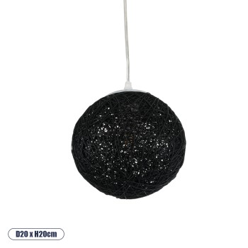 GLOBOSTAR® OCEANA 01356 Boho Κρεμαστό Φωτιστικό Οροφής με Ντουί 1 x E27 AC 220-240V IP20 - Μαύρο - Μ20 x Π20 x Υ20cm