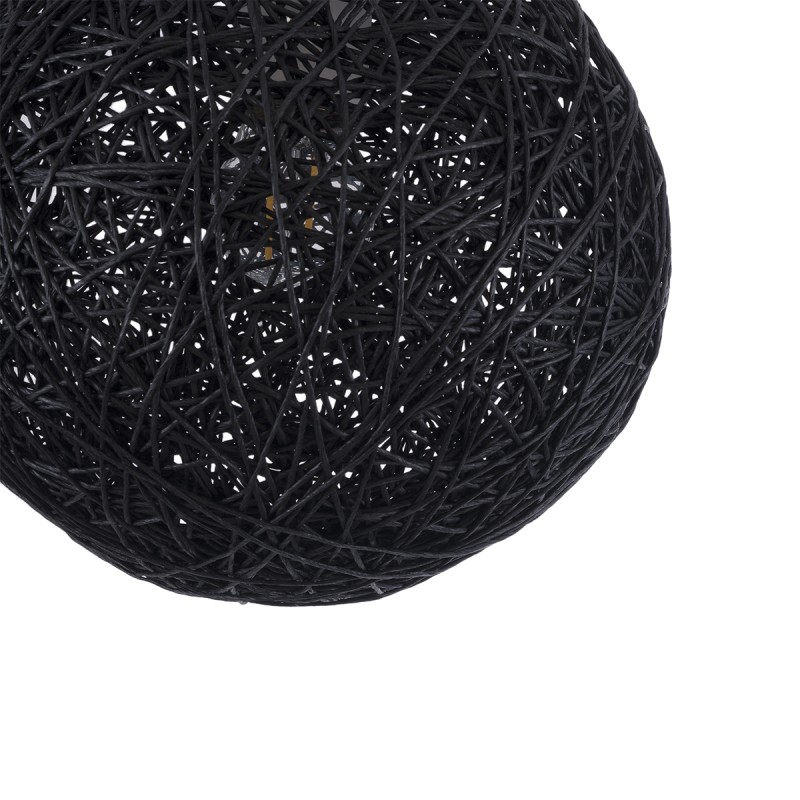 GloboStar® OCEANA 01356 Boho Κρεμαστό Φωτιστικό Μπάλα Μονόφωτο 1 x E27 IP20 Μαύρο Σχοινί - Μ20 x Π20 x Υ20cm