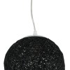 GloboStar® OCEANA 01356 Boho Κρεμαστό Φωτιστικό Μπάλα Μονόφωτο 1 x E27 IP20 Μαύρο Σχοινί - Μ20 x Π20 x Υ20cm
