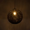 GloboStar® OCEANA 01360 Boho Κρεμαστό Φωτιστικό Μπάλα Μονόφωτο 1 x E27 IP20 Μαύρο Σχοινί - Μ40 x Π40 x Υ40cm