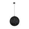 GloboStar® OCEANA 01360 Boho Κρεμαστό Φωτιστικό Μπάλα Μονόφωτο 1 x E27 IP20 Μαύρο Σχοινί - Μ40 x Π40 x Υ40cm