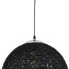 GloboStar® OCEANA 01360 Boho Κρεμαστό Φωτιστικό Μπάλα Μονόφωτο 1 x E27 IP20 Μαύρο Σχοινί - Μ40 x Π40 x Υ40cm