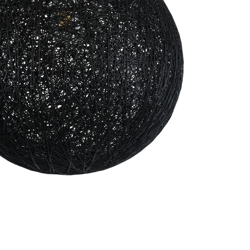 GloboStar® OCEANA 01360 Boho Κρεμαστό Φωτιστικό Μπάλα Μονόφωτο 1 x E27 IP20 Μαύρο Σχοινί - Μ40 x Π40 x Υ40cm