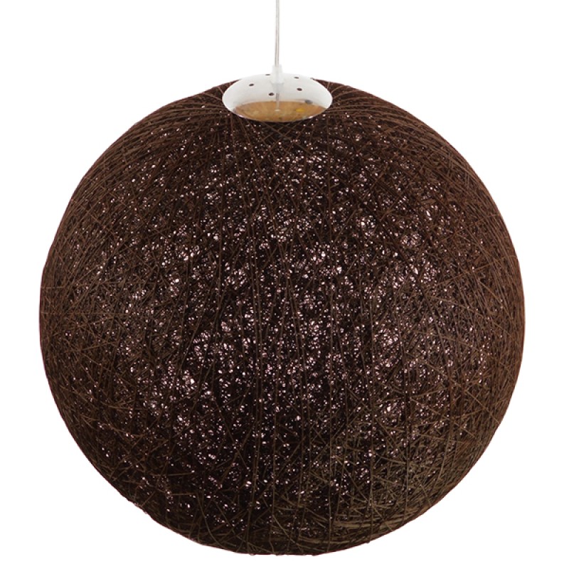 GloboStar® OCEANA 01362 Boho Κρεμαστό Φωτιστικό Μπάλα Μονόφωτο 1 x E27 IP20 Καφέ Σχοινί - Μ60 x Π60 x Υ60cm