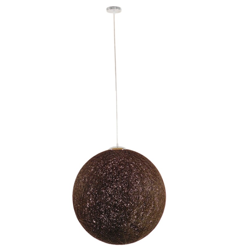 GloboStar® OCEANA 01362 Boho Κρεμαστό Φωτιστικό Μπάλα Μονόφωτο 1 x E27 IP20 Καφέ Σχοινί - Μ60 x Π60 x Υ60cm