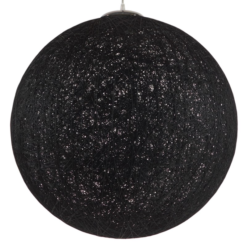 GloboStar® OCEANA 01364 Boho Κρεμαστό Φωτιστικό Μπάλα Μονόφωτο 1 x E27 IP20 Μαύρο Σχοινί - Μ60 x Π60 x Υ60cm
