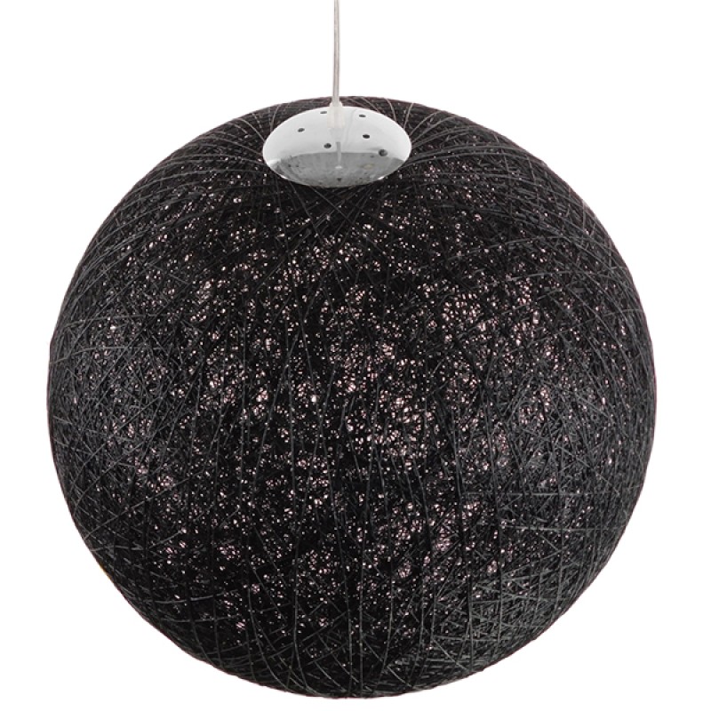 GloboStar® OCEANA 01364 Boho Κρεμαστό Φωτιστικό Μπάλα Μονόφωτο 1 x E27 IP20 Μαύρο Σχοινί - Μ60 x Π60 x Υ60cm