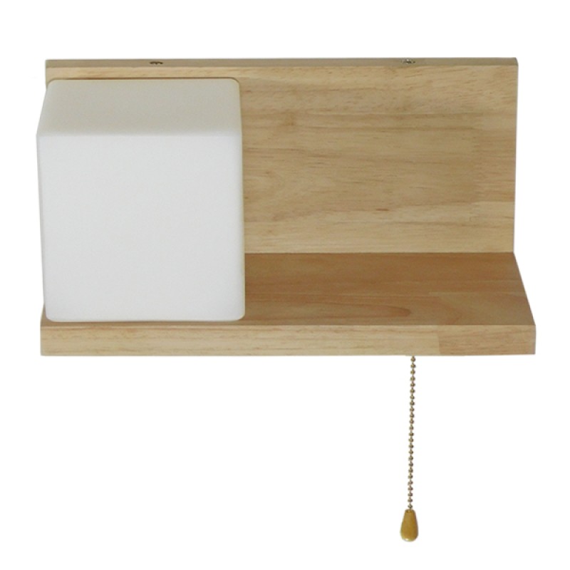 GloboStar® AMITY 01365 Μοντέρνο Επιτοίχιο Φωτιστικό Απλίκα Μονόφωτο 1 x E27 IP20 Μπεζ Ξύλο με Λευκό Γυαλί - Μ30 x Π14.5 x Υ15cm