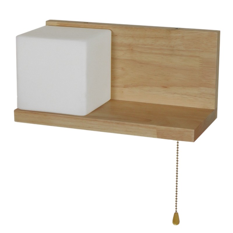 GloboStar® AMITY 01365 Μοντέρνο Επιτοίχιο Φωτιστικό Απλίκα Μονόφωτο 1 x E27 IP20 Μπεζ Ξύλο με Λευκό Γυαλί - Μ30 x Π14.5 x Υ15cm