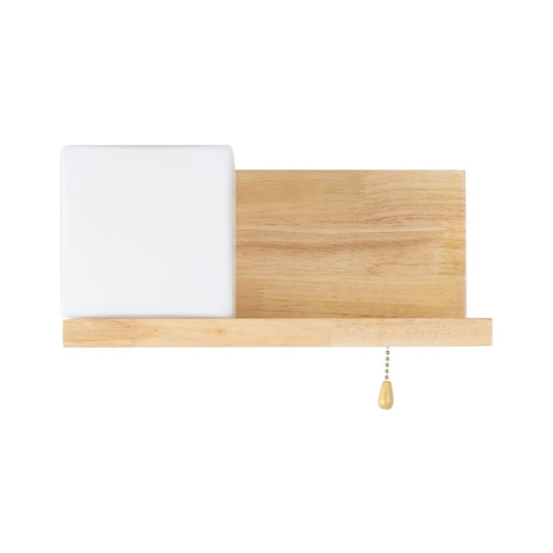 GloboStar® AMITY 01365 Μοντέρνο Επιτοίχιο Φωτιστικό Απλίκα Μονόφωτο 1 x E27 IP20 Μπεζ Ξύλο με Λευκό Γυαλί - Μ30 x Π14.5 x Υ15cm