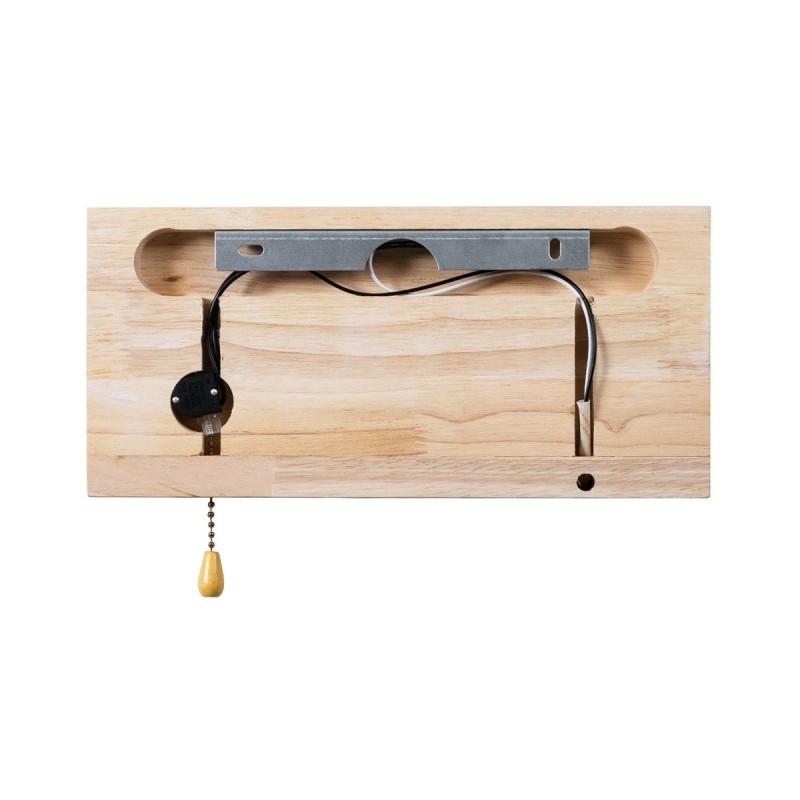 GloboStar® AMITY 01365 Μοντέρνο Επιτοίχιο Φωτιστικό Απλίκα Μονόφωτο 1 x E27 IP20 Μπεζ Ξύλο με Λευκό Γυαλί - Μ30 x Π14.5 x Υ15cm