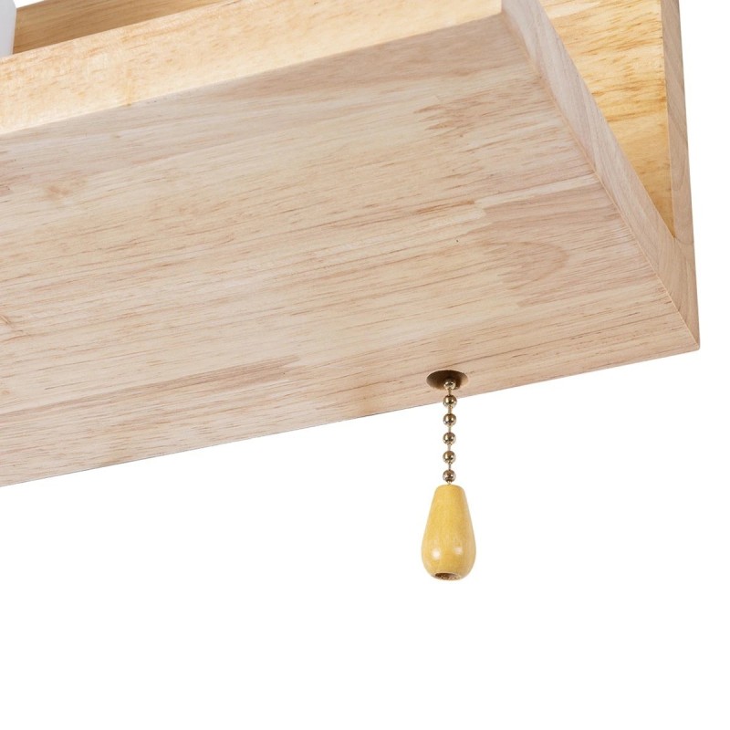 GloboStar® AMITY 01365 Μοντέρνο Επιτοίχιο Φωτιστικό Απλίκα Μονόφωτο 1 x E27 IP20 Μπεζ Ξύλο με Λευκό Γυαλί - Μ30 x Π14.5 x Υ15cm