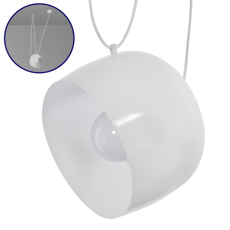 GloboStar® JASPER 01374 Μοντέρνο Κρεμαστό Φωτιστικό Ανάρτηση Μονόφωτο 1 x E27 IP20 Λευκό Μέταλλο - Μ25 x Π25 x Υ22cm