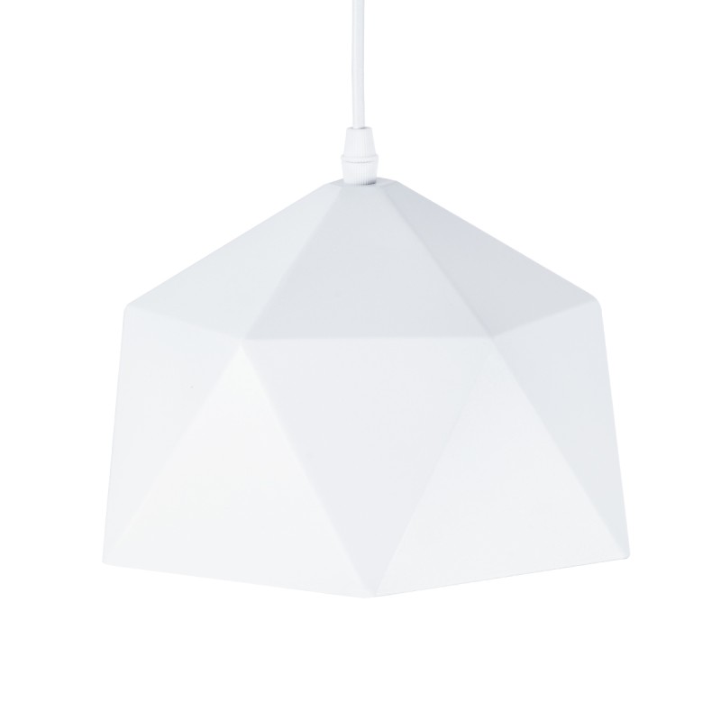 GloboStar® HEXAGON 01377 Μοντέρνο Κρεμαστό Φωτιστικό Καμπάνα Μονόφωτο 1 x E27 IP20 Λευκό & Χρυσό Μέταλλο - Μ21,5 x Π21,5 x Y15cm