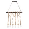 GloboStar® RAILROAD 01379 Vintage Κρεμαστό Φωτιστικό Ράγα Πολύφωτο 6 x E27 IP20 Χάλκινο Μέταλλο με Μπεζ Σχοινί - Μ80 x Π4 x Y55cm