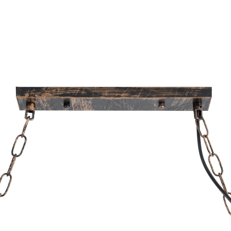 GloboStar® RAILROAD 01379 Vintage Κρεμαστό Φωτιστικό Ράγα Πολύφωτο 6 x E27 IP20 Χάλκινο Μέταλλο με Μπεζ Σχοινί - Μ80 x Π4 x Y55cm