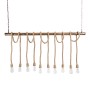 GLOBOSTAR® RAILROAD 01380 Vintage Κρεμαστό Φωτιστικό Οροφής με Ντουί 10 x E27 AC 220-240V IP20 - Μπεζ & Χάλκινο - Μ150 x Π4 x Y62.5cm