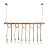 GloboStar® RAILROAD 01380 Vintage Κρεμαστό Φωτιστικό Ράγα Πολύφωτο 10 x E27 IP20 Χάλκινο Μέταλλο με Μπεζ Σχοινί - Μ150 x Π4 x Y62.5cm