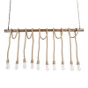 GloboStar® RAILROAD 01380 Vintage Κρεμαστό Φωτιστικό Ράγα Πολύφωτο 10 x E27 IP20 Χάλκινο Μέταλλο με Μπεζ Σχοινί - Μ150 x Π4 x Y62.5cm