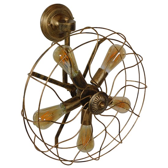 GloboStar® FAN 01381 Vintage Επιτοίχιο Φωτιστικό Απλίκα Πολύφωτο 5 x E27 IP20 Χάλκινο Μέταλλο - Μ46 x Π22 x Υ46cm GloboStar® FAN 01381 Vintage Επιτοίχιο Φωτιστικό Απλίκα Πολύφωτο 5 x E27 IP20 Χάλκινο Μέταλλο - Μ46 x Π22 x Υ46cm