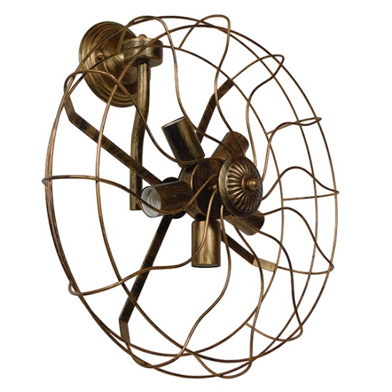 GloboStar® FAN 01381 Vintage Επιτοίχιο Φωτιστικό Απλίκα Πολύφωτο 5 x E27 IP20 Χάλκινο Μέταλλο - Μ46 x Π22 x Υ46cm GloboStar® FAN 01381 Vintage Επιτοίχιο Φωτιστικό Απλίκα Πολύφωτο 5 x E27 IP20 Χάλκινο Μέταλλο - Μ46 x Π22 x Υ46cm