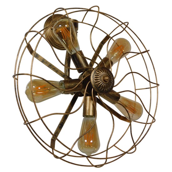 GloboStar® FAN 01381 Vintage Επιτοίχιο Φωτιστικό Απλίκα Πολύφωτο 5 x E27 IP20 Χάλκινο Μέταλλο - Μ46 x Π22 x Υ46cm GloboStar® FAN 01381 Vintage Επιτοίχιο Φωτιστικό Απλίκα Πολύφωτο 5 x E27 IP20 Χάλκινο Μέταλλο - Μ46 x Π22 x Υ46cm