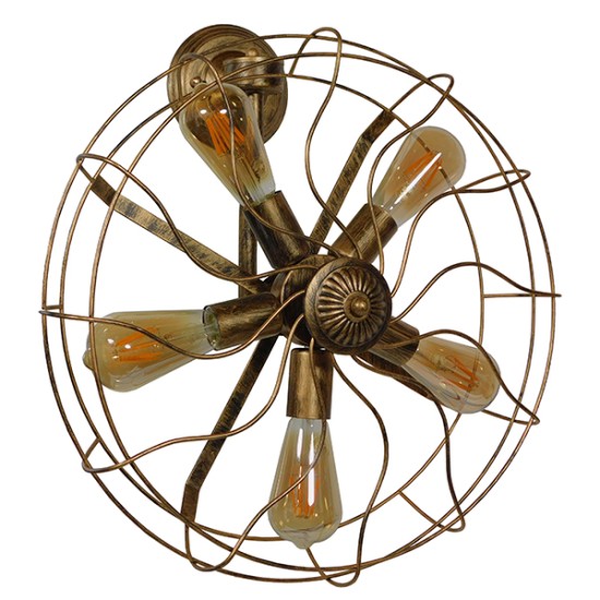 GloboStar® FAN 01381 Vintage Επιτοίχιο Φωτιστικό Απλίκα Πολύφωτο 5 x E27 IP20 Χάλκινο Μέταλλο - Μ46 x Π22 x Υ46cm GloboStar® FAN 01381 Vintage Επιτοίχιο Φωτιστικό Απλίκα Πολύφωτο 5 x E27 IP20 Χάλκινο Μέταλλο - Μ46 x Π22 x Υ46cm