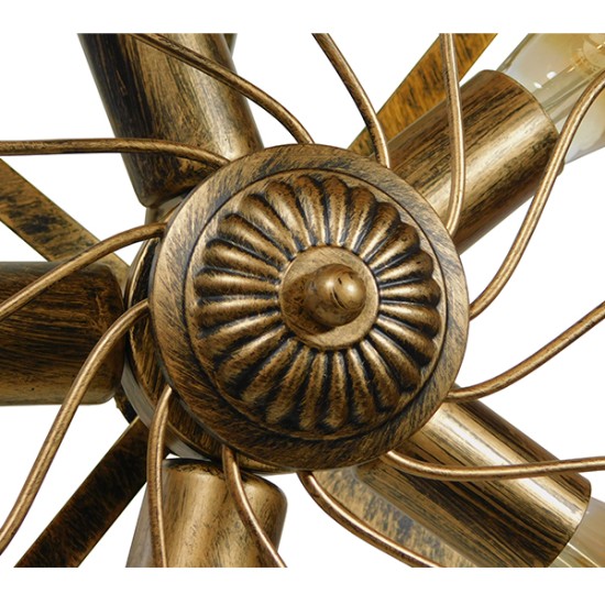GloboStar® FAN 01381 Vintage Επιτοίχιο Φωτιστικό Απλίκα Πολύφωτο 5 x E27 IP20 Χάλκινο Μέταλλο - Μ46 x Π22 x Υ46cm GloboStar® FAN 01381 Vintage Επιτοίχιο Φωτιστικό Απλίκα Πολύφωτο 5 x E27 IP20 Χάλκινο Μέταλλο - Μ46 x Π22 x Υ46cm
