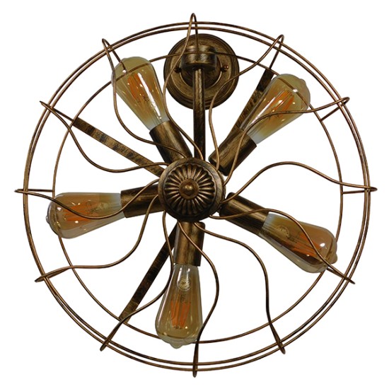 GloboStar® FAN 01381 Vintage Επιτοίχιο Φωτιστικό Απλίκα Πολύφωτο 5 x E27 IP20 Χάλκινο Μέταλλο - Μ46 x Π22 x Υ46cm GloboStar® FAN 01381 Vintage Επιτοίχιο Φωτιστικό Απλίκα Πολύφωτο 5 x E27 IP20 Χάλκινο Μέταλλο - Μ46 x Π22 x Υ46cm
